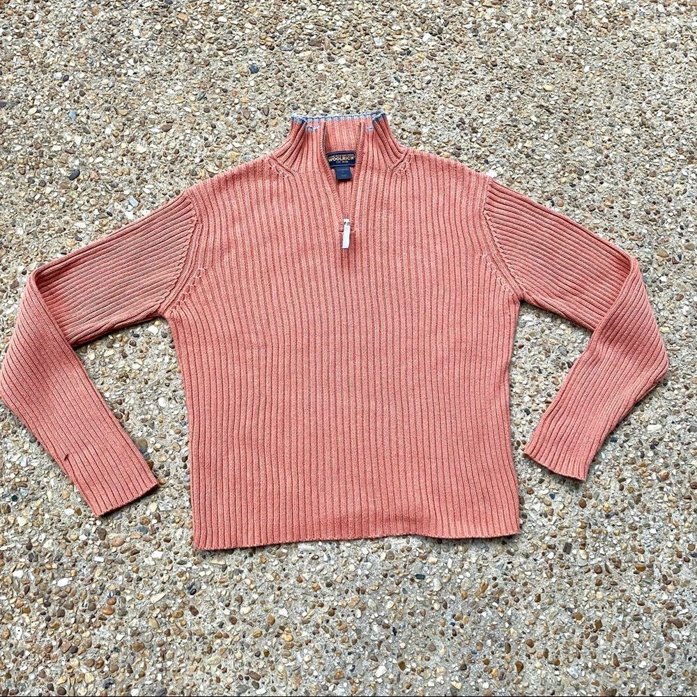 Woolrich Winter Melon Ribbed Quarter Zip Sweater Size L